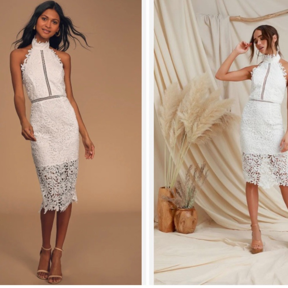 NWT Lulu’s Divine Destiny White Lace Dress